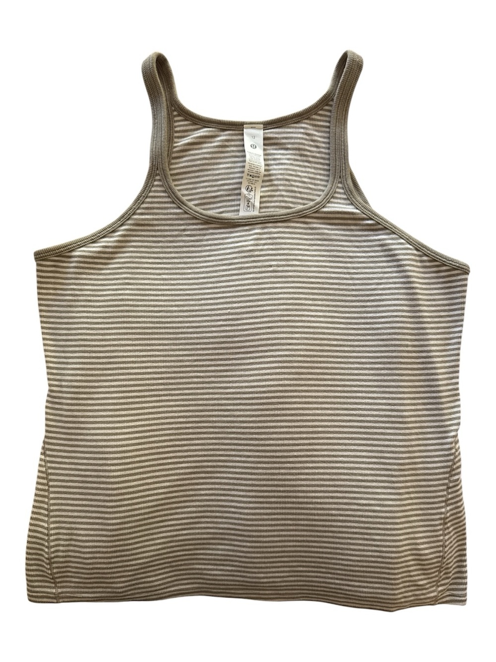 Lululemon Striped Tank Top - Taupe & White Racerback